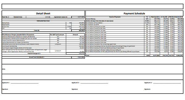 Rustomjee Bella Costing Plan